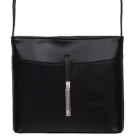 VERA PELLE torebka damska skórzana listonoszka z paskiem V159 czarna