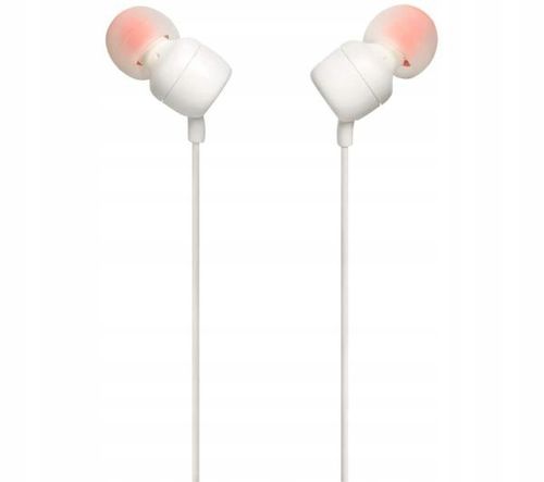 Słuchawki przewodowe JBL T110 Pure Bass Mikrofon Białe dokanałowe na Arena.pl