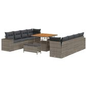Zestaw Sof na Ogród 11 pcs Szary polirattan