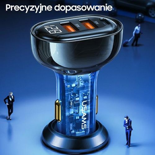 usams ład. sam. 2xusb+1xusb-c 125wfast charge transparent blue na Arena.pl