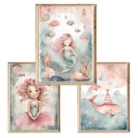 Zestaw trzech plakatów dla dzieci Little Mermaid
