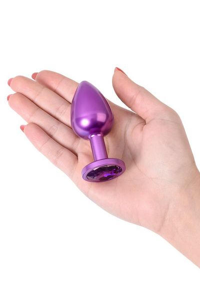 Purple anal plug TOYFA Metal,with a amethyst colored gem zdjęcie 6