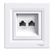 ASFORA Gniazdo komputerowe podwójne RJ45 z ramką biały EPH4400121 Schneider