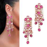 Długie złote jasny róż KOLCZYKI wiszące łańcuszki eleganckie i efektowne