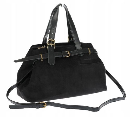 Torebka Damska shopper zamszowa torebka jamnik włoska marka 1255 Czarna na Arena.pl