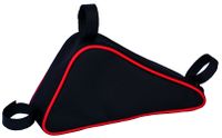 SAKWA NA RAMĘ ROWEROWĄ, TORBA ROWEROWA TRÓJKĄT, czarno-czerwona
