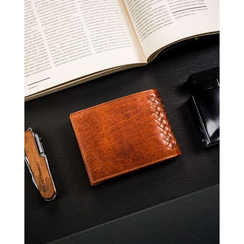 skórzany portfel męski w kolorze brązowym z systemem rfid - peterson na Arena.pl