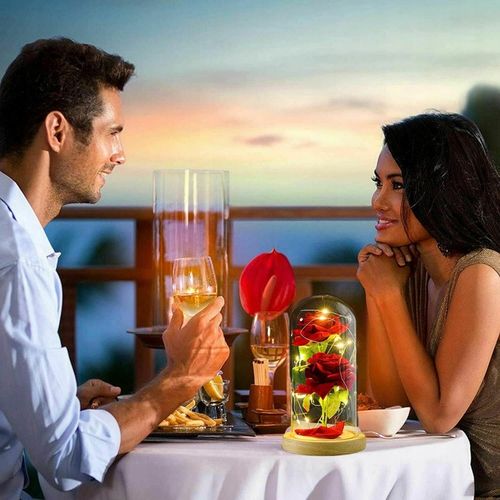 WIECZNA RÓŻA W SZKLE ŚWIECĄCA LED NA PREZENT DZIEŃ BABCI KOBIET na Arena.pl