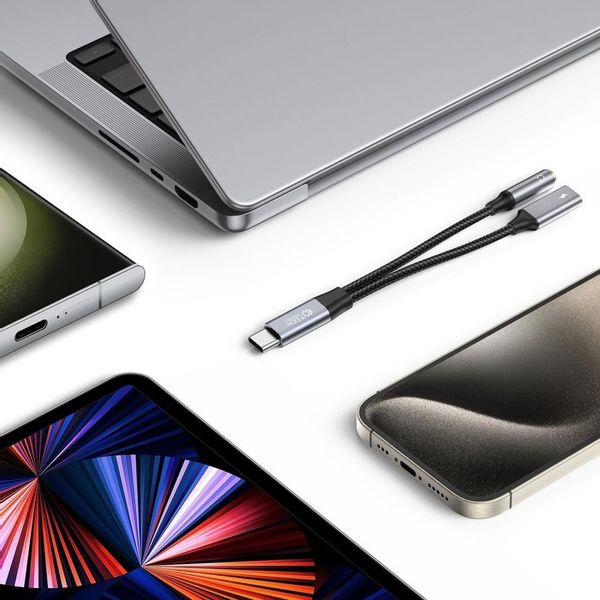 ADAPTER AUDIO + ŁADOWANIE MINI JACK AUX 3.5MM / TYPE-C USB-C PD-60W / 6A zdjęcie 2