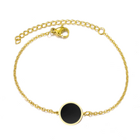 Bransoletka złota damska z czarnym oczkiem stal chirurgiczna
