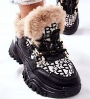 BUTY DAMSKIE SNEAKERSY CZARNE OCIEPLANE r. 38