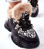 BUTY DAMSKIE SNEAKERSY CZARNE OCIEPLANE r. 38