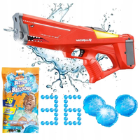 PISTOLET NA WODĘ SHARK CZERWONY AUTOMATYCZNE NAPEŁNIANIE WODY + BOMBY NERF