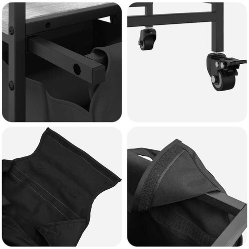 Kosz na pranie 2 przegrody z kółkami, szary dąb sonoma na Arena.pl