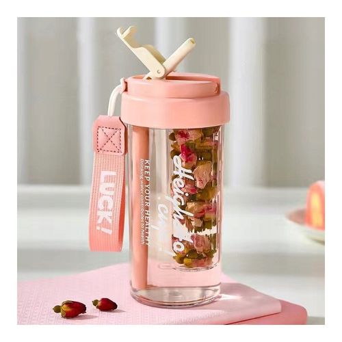 Butelka na wodę z koszyczkiem i słomką 600 ML Simple BD32R na Arena.pl