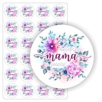 NAKLEJKI nalepki DZIEŃ MAMY prezent upominek kwiaty hadmade 24szt. 5cm