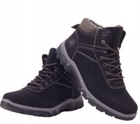 BUTY ZIMOWE MĘSKIE CZARNE OCIEPLANE SZYTE SPORTOWE