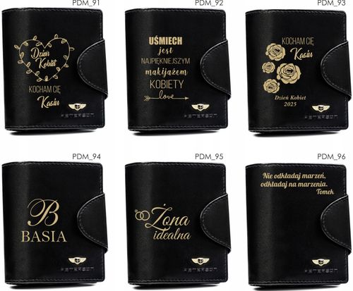 Portfel skórzany czarny damski prezent NA URODZINY OSIEMNASTKĘ z GRAWEREM na Arena.pl