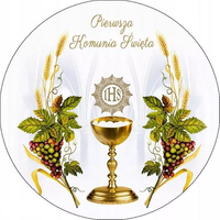 Opłatek na tort Tort Pierwsza Komunia Święta Komunijny Biblia Hostia Tekst