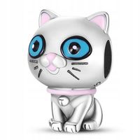 Zawieszka SREBRO 925 Charms Koralik Wesoły Kotek