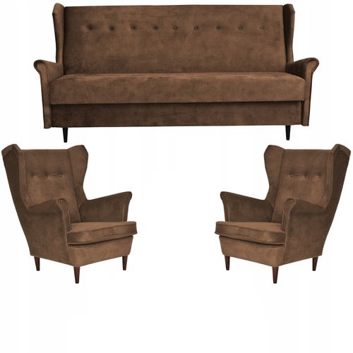 Nowoczesny Komplet Wypoczynkowy do salonu uszak brązowy ARI Family Meble na Arena.pl