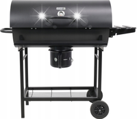 GRILL WĘGLOWY OGRODOWY NA KOŁACH PÓŁKI GRIL BBQ NA WĘGIEL Z POKROWCEM LUND