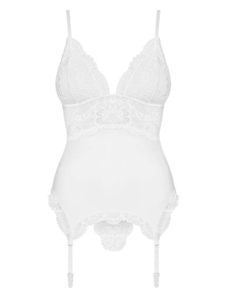 810-COR gorset i stringi – biały – czarująco kobiecy Obsessive L/XL zdjęcie 3