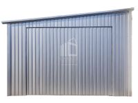 Garaż Blaszany 4,5x9m - Brama Uchylna drzwi Srebrny Dach Spad w bok  ID620