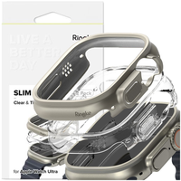 ringke slim 2-pack apple watch ultra 1 / 2 (49 mm) clear & titanium grey