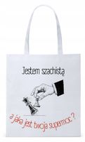 Torba Biała Eco Shopper Dla Szachisty Prezent Z Nadrukiem Ze Zdjęciem