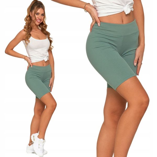 Moraj Prążkowane Legginsy Kolarki z Wysokim Stanem 850-013 Zielony L/XL zdjęcie 7