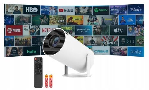 PROJEKTOR RZUTNIK ANDROID TV WIFI FULL HD PRZENOŚNY SMART GŁOŚNIK OBROTOWY na Arena.pl