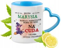 Dla Marysi Kubek Błękitny Z Uszkiem W Kształcie Serca Na Prezent Na Kawę