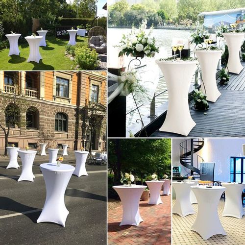 Pokrowiec na stolik koktajlowy BIAŁY 80 cm na Arena.pl