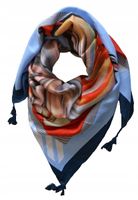 Chustka apaszka z frędzlami niebieska wielokolorowa 47