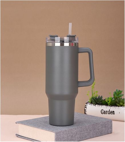 MagiCook KUBEK TERMICZNY SZARY 1200 ML ZE SŁOMKĄ STYLE USA Szarość na Arena.pl