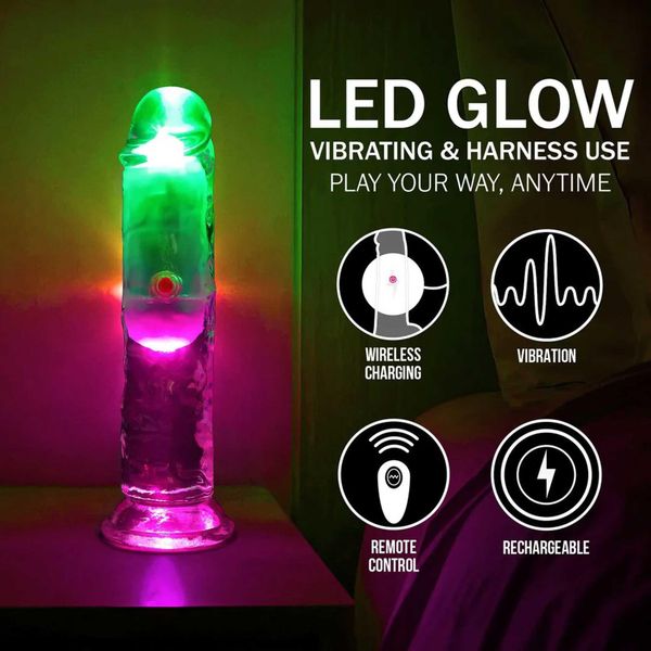 Led Vibrating Straight Cock - 15 Cm - Transparent zdjęcie 7