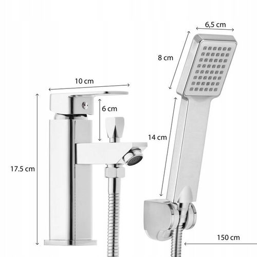 Bateria wannowa stojąca jednootworowa z prysznicem i wężem chrom srebrna na Arena.pl