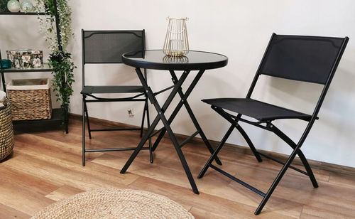 MEBLE NA BALKON TARAS SKŁADANE KOMPLET ZESTAW TASOS 2-OS 60 L CZARNY na Arena.pl