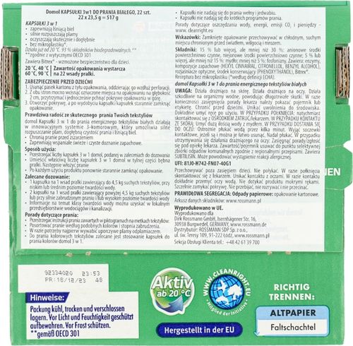 DOMOL KAPSUŁKI DO PRANIA BIAŁEGO 22 SZT na Arena.pl