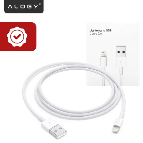 kabel 2m lightning do usb-a usb do apple iphone, ipad, ipod box biały na Arena.pl