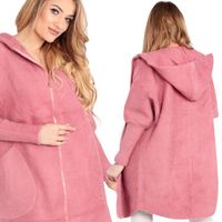 ALPAKA DAMSKA PŁASZCZ KURTKA SWETER CIEPŁA DŁUGA KAPTUR SUWAK WYGODNA 2022