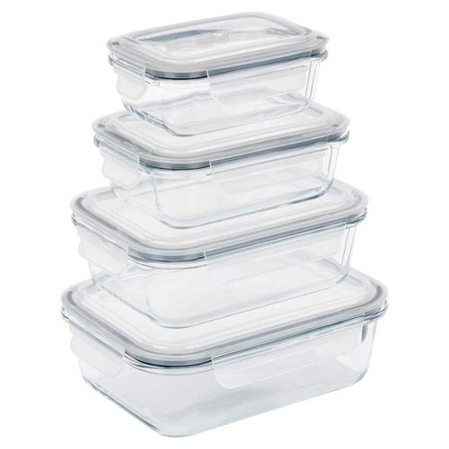 ZESTAW SZKLANYCH POJEMNIKÓW NA ŻYWNOŚĆ Z POKRYWAMI I USZCZELKAMI 229151 na Arena.pl