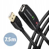 Aktywny kabel USB 2.0 AXAGON ADR-207, 7.5 m, czarny
