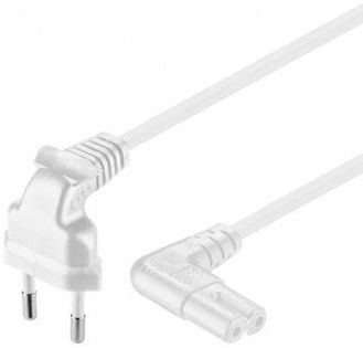 Kabel zasilający euro - IEC C7 ósemka 0,75m biały
