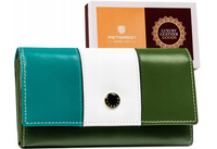 wielokolorowy, skórzany portfel damski na zatrzask - peterson