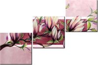 60 90CM OBRAZ 3 ELEM SŁODYCZ MAGNOLII PUDROWYM RÓŻU ŚCIENNY DRUK PŁÓTNO