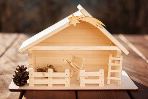 Szopka bożonarodzeniowa drewniana HANDMADE na Arena.pl