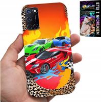 ETUI DO OPPO A52 - DLA DZIECI, SAMOCHODY WYŚCIGOWE + SZKŁO