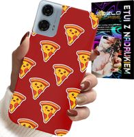 ETUI DO MOTOROLA G24 / G04 - WZÓR Z WESOŁĄ PIZZĄ NA CZERWONYM TLE